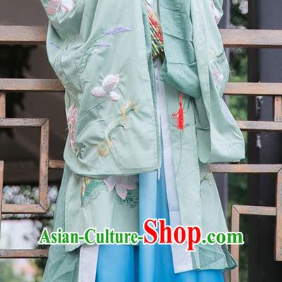 Traditional Chinese Ancient Hanfu Clothing Ming Dynasty Princess Embroidered Lotus Costume for Women