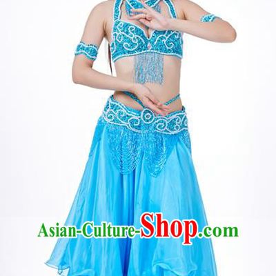 Traditional Oriental Dance Costume Indian Belly Dance Blue Dress for Women