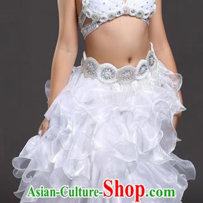 Traditional Children Oriental Dance Costume Indian Belly Dance White Dress for Kids