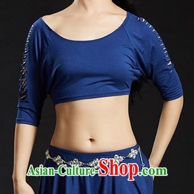 Traditional Oriental Yoga Dance Deep Blue Costume Indian Belly Dance Clothing for Women
