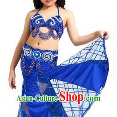 Traditional Children Oriental Bollywood Dance Costume Indian Belly Dance Royalblue Dress for Kids