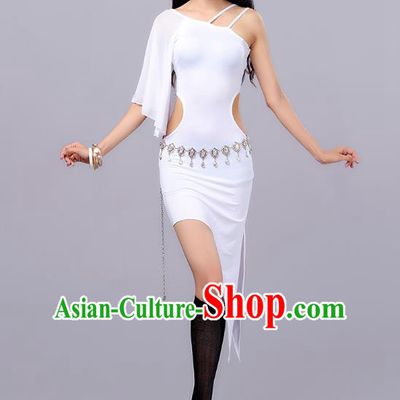 Traditional Indian Stage Performance Dance White Dress Belly Dance Costume for Women