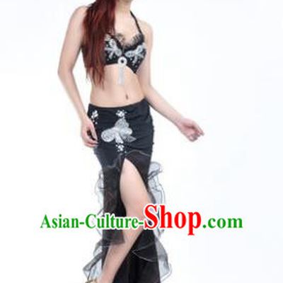 Traditional Indian Stage Oriental Dance Black Dress Belly Dance Costume for Women