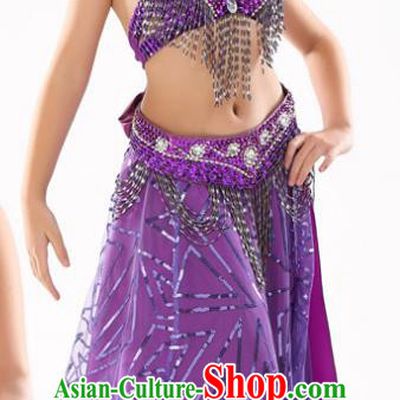 Traditional Indian Children Oriental Dance Purple Dress Belly Dance Costume for Kids