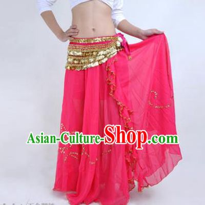 Indian Belly Dance Stage Performance Costume, India Oriental Dance Rosy Skirt for Women