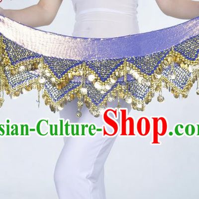 Indian Belly Dance Accessories Golden Sequin Royalblue Waist Chain Belts India Raks Sharki Waistband for Women