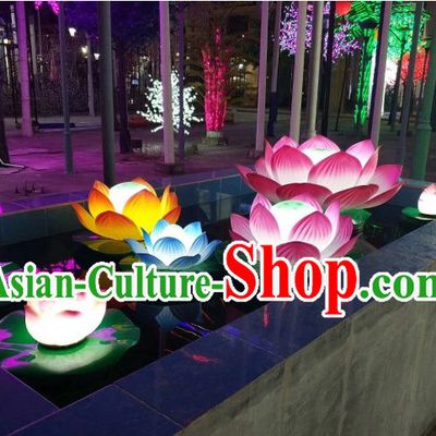 Handmade Stage Pond Giant 3 Meters Acrylic Lotus Flower Props Arts Lantern
