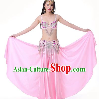 Asian Indian Belly Dance Costume Stage Performance Oriental Dance Pink Dress for Women