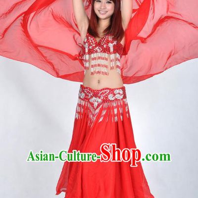 Asian Indian Traditional Oriental Dance Red Dress Belly Dance Stage Performance Costume for Women