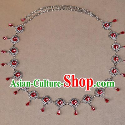 Indian Belly Dance Red Crystal Waist Accessories Stage Performance Oriental Dance Belts Waist Chain for Women