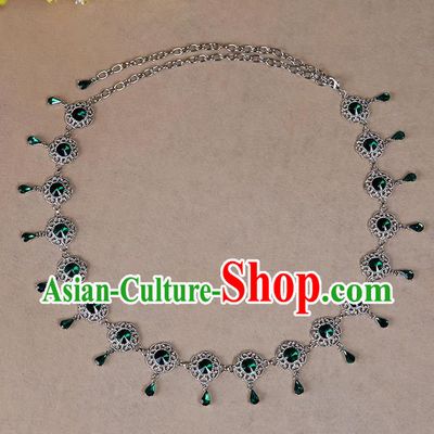 Indian Belly Dance Green Crystal Waist Accessories Stage Performance Oriental Dance Belts Waist Chain for Women