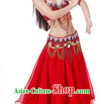 Asian Indian Traditional Costume Oriental Dance Red Dress Belly Dance Stage Performance Clothing for Women