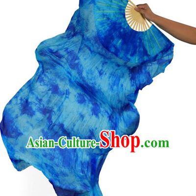 Indian Belly Dance Props Blue Silk Folding Fans Stage Performance Dance Fan for Women
