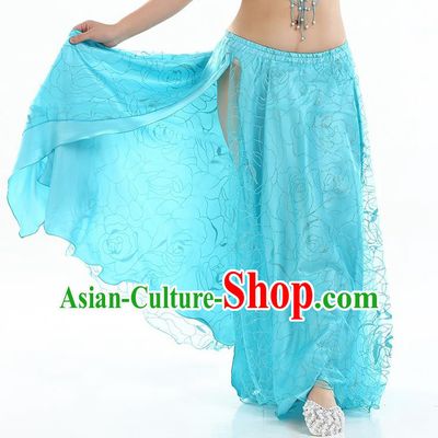 Asian Indian Belly Dance Costume Blue Rose Skirt Stage Performance Oriental Dance Dress for Women