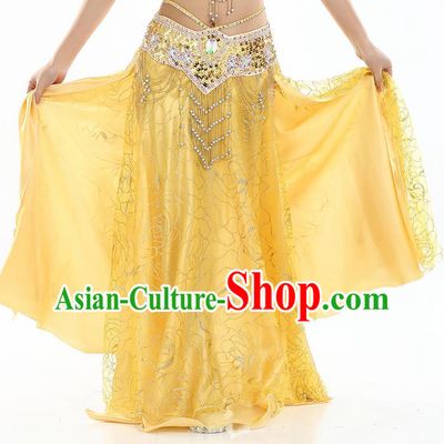 Asian Indian Belly Dance Costume Yellow Rose Skirt Stage Performance Oriental Dance Dress for Women