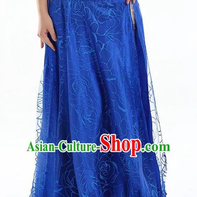 Asian Indian Belly Dance Costume Royalblue Rose Skirt Stage Performance Oriental Dance Dress for Women