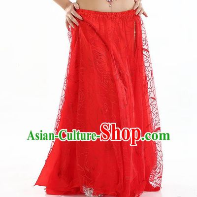 Asian Indian Belly Dance Costume Red Rose Skirt Stage Performance Oriental Dance Dress for Women
