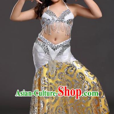 Indian Traditional Belly Dance White Dress Oriental Dance Performance Costume for Kids
