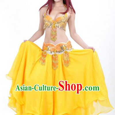 Indian Belly Dance Performance Yellow Dress Traditional India Oriental Dance Costume for Women