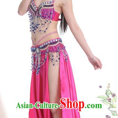 Indian Oriental Belly Dance Performance Costume Traditional Raks Sharki Dance Rosy Dress for Women