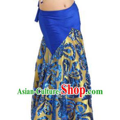 Top Indian Belly Dance Children Royalblue Skirt India Traditional Oriental Dance Performance Costume for Kids
