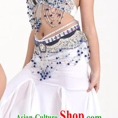 Indian Traditional Children Belly Dance Costume Classical Oriental Dance White Dress for Kids