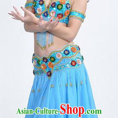 Indian Traditional Belly Dance Performance Costume Classical Oriental Dance Blue Dress for Women