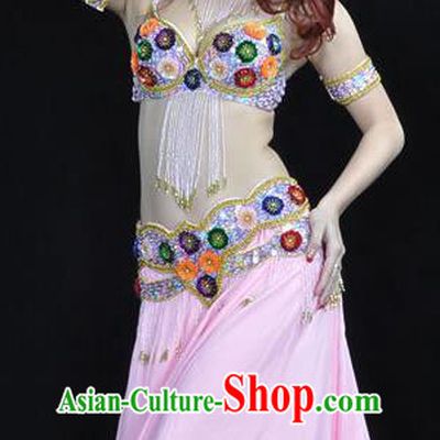Indian Traditional Belly Dance Performance Costume Classical Oriental Dance Pink Dress for Women