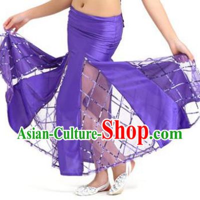 Indian Traditional Belly Dance Performance Costume Classical Oriental Dance Purple Fishtail Skirt for Kids