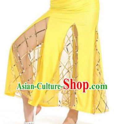 Indian Traditional Belly Dance Performance Costume Classical Oriental Dance Yellow Fishtail Skirt for Kids
