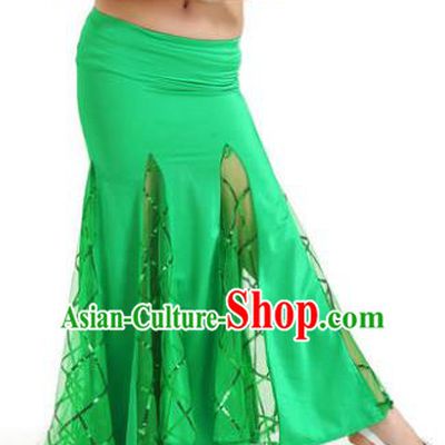 Indian Traditional Belly Dance Performance Costume Classical Oriental Dance Green Fishtail Skirt for Kids