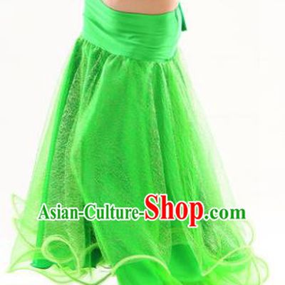 Indian Traditional Belly Dance Performance Costume Green Skirt Classical Oriental Dance Clothing for Kids