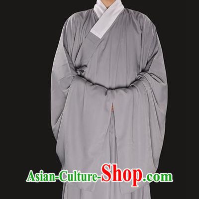 Chinese Ancient Ming Dynasty Taoist Priest Costume Grey Priest Frock for Men