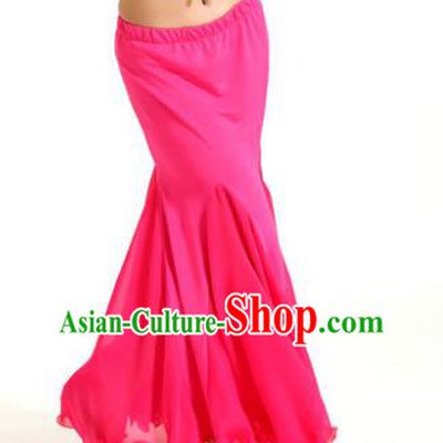 Asian Indian Belly Dance Rosy Fishtail Skirt Stage Performance Oriental Dance Clothing for Kids