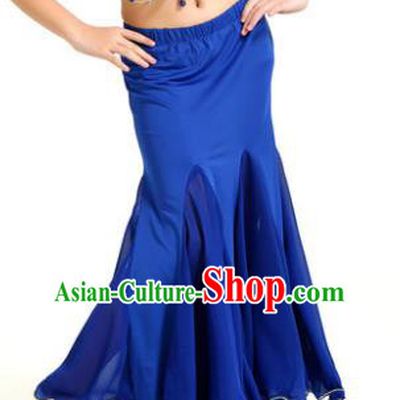Asian Indian Belly Dance Royalblue Fishtail Skirt Stage Performance Oriental Dance Clothing for Kids