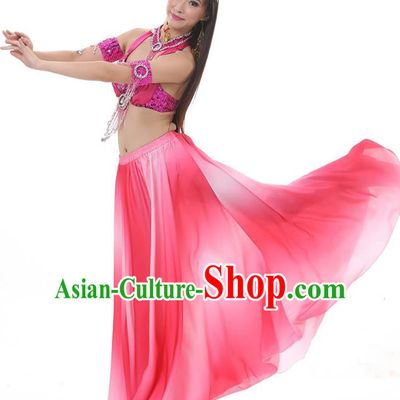 Asian Indian Belly Dance Costume Gradient Rosy Dress Stage Performance Oriental Dance Clothing for Women