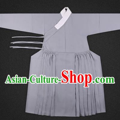 Chinese Ancient Ming Dynasty Imperialbodyguard Costume Grey Robe Swordsman Hanfu Clothing for Men