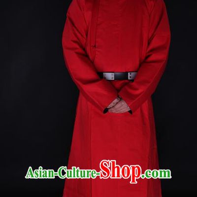 Chinese Ancient Tang Dynasty Imperialbodyguard Costume Red Robe Swordsman Hanfu Clothing for Men