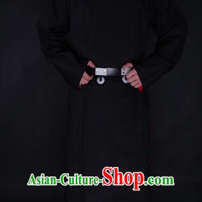 Chinese Ancient Tang Dynasty Imperialbodyguard Costume Black Robe Swordsman Hanfu Clothing for Men