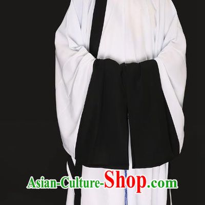 Chinese Ancient Ming Dynasty Confucian Scholar Costume White Robe Swordsman Hanfu Clothing for Men