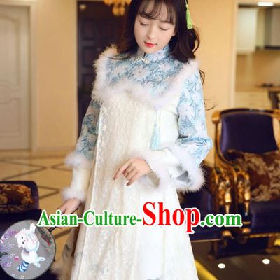 Traditional Chinese National Costume Qipao Dress Tangsuit Cheongsam Clothing for Women