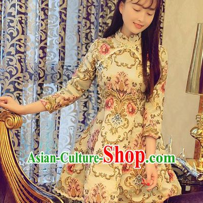 Traditional Chinese National Qipao Dress Costume Tangsuit Cheongsam Clothing for Women
