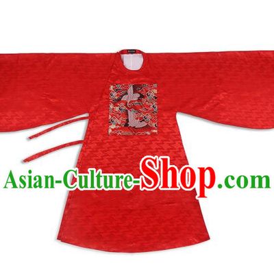 Chinese Ancient Ming Dynasty Princess Wedding Hanfu Costume Red Long Blouse Clothing for Women