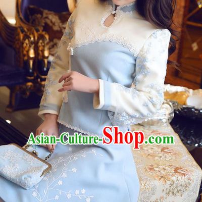 Chinese National Costume Tangsuit Qipao Blouse Cheongsam Shirts for Women