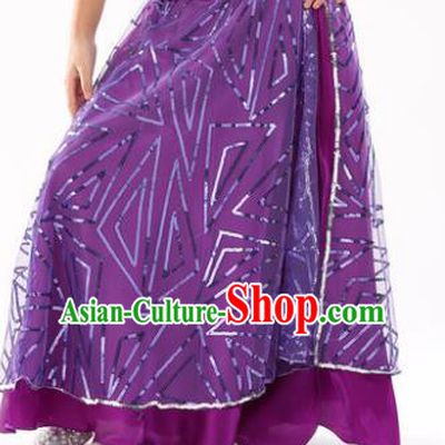 Asian Indian Children Belly Dance Purple Bust Skirt Raks Sharki Oriental Dance Clothing for Kids
