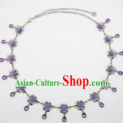 Indian Belly Dance Purple Crystal Rose Waist Chain Accessories Waistband India Raks Sharki Belts for Women