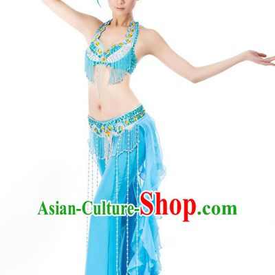 Top Grade Belly Dance Blue Uniform Indian Raks Sharki Oriental Dance Clothing for Women