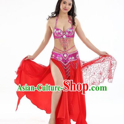 Top Grade Bollywood Belly Dance Red Dress Indian Raks Sharki Oriental Dance Clothing for Women
