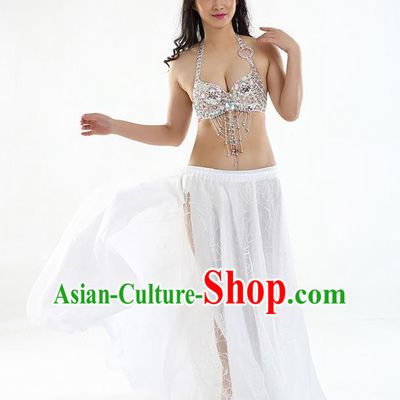 Top Grade Bollywood Belly Dance White Dress Indian Raks Sharki Oriental Dance Clothing for Women