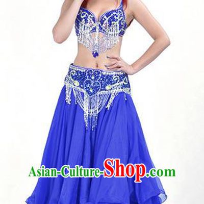 Traditional Bollywood Belly Dance Blue Dress Indian Oriental Dance Costume for Women